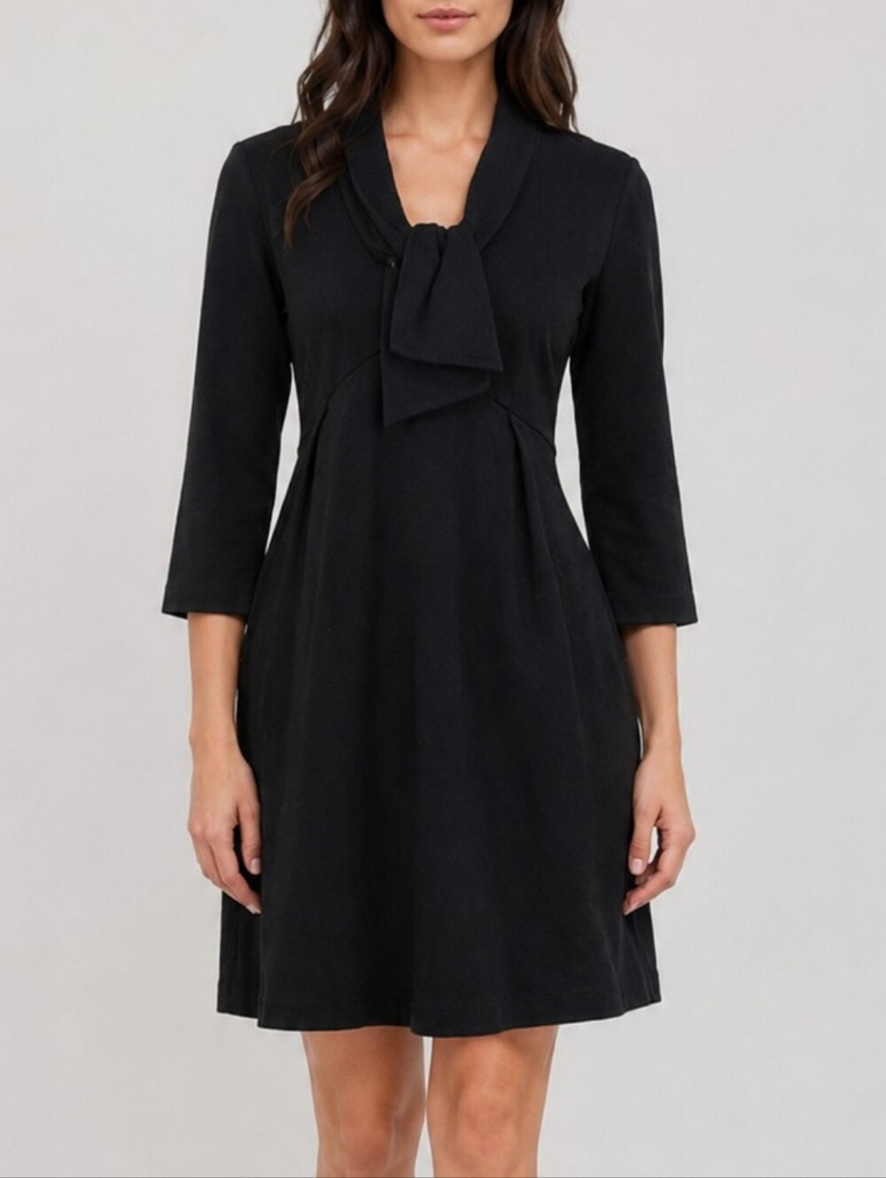 Theory Black Tie Front Scoop Neck Shift Dress